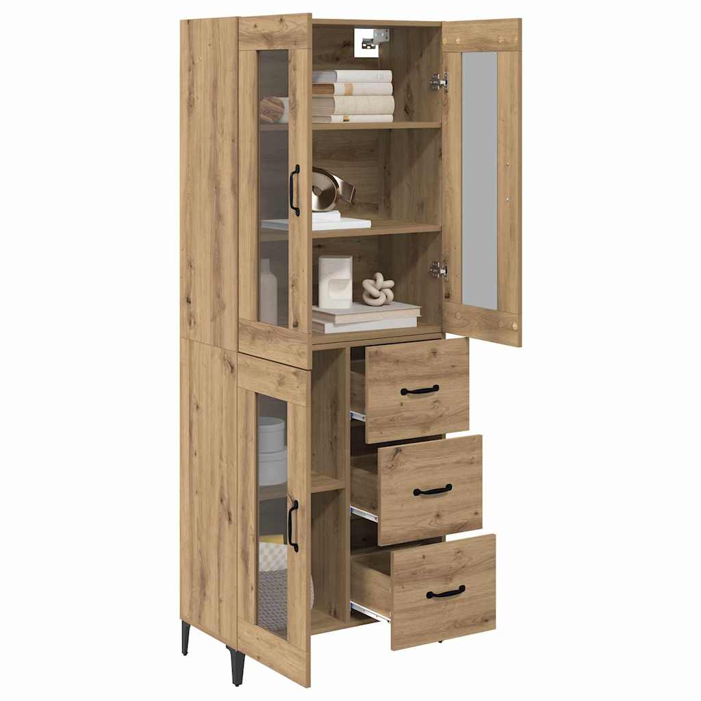 Highboard Artisan Eiken 69,5 x 34 x 180 cm Bewerkt hout is nu te koop bij PeponiXL, paradijselijk wonen!