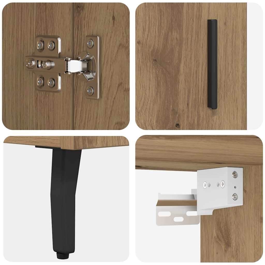 Hoge kast 2 pcs Artisan Eiken Geengineerd Hout en Glas is nu te koop bij PeponiXL, paradijselijk wonen!