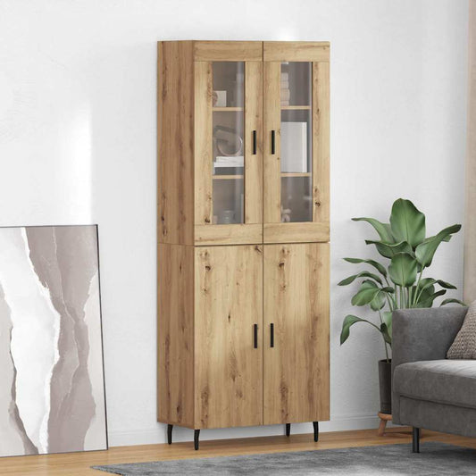 Hoge kast 2 pcs Artisan Eiken Geengineerd Hout en Glas is nu te koop bij PeponiXL, paradijselijk wonen!