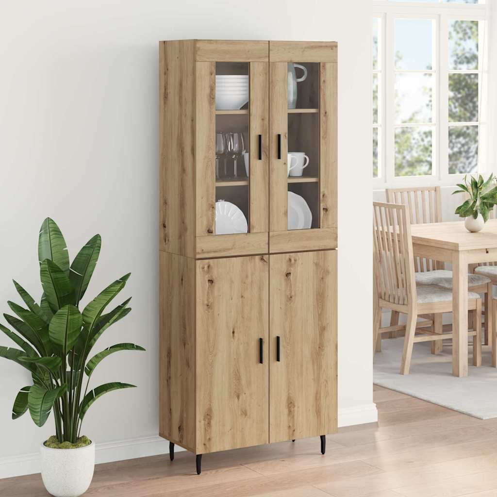 Hoge kast 2 pcs Artisan Eiken Geengineerd Hout en Glas is nu te koop bij PeponiXL, paradijselijk wonen!