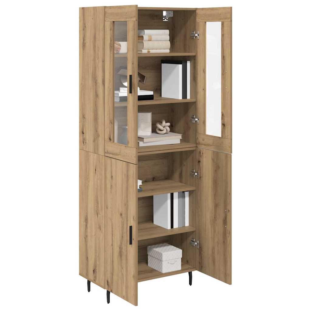 Hoge kast 2 pcs Artisan Eiken Geengineerd Hout en Glas is nu te koop bij PeponiXL, paradijselijk wonen!