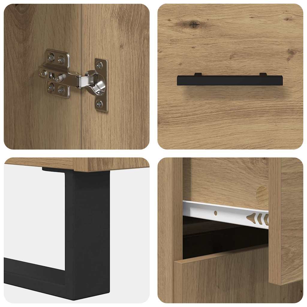 Hoge kast met lade 2 pcs Artisan Eiken Geengineerd Hout en Glas is nu te koop bij PeponiXL, paradijselijk wonen!
