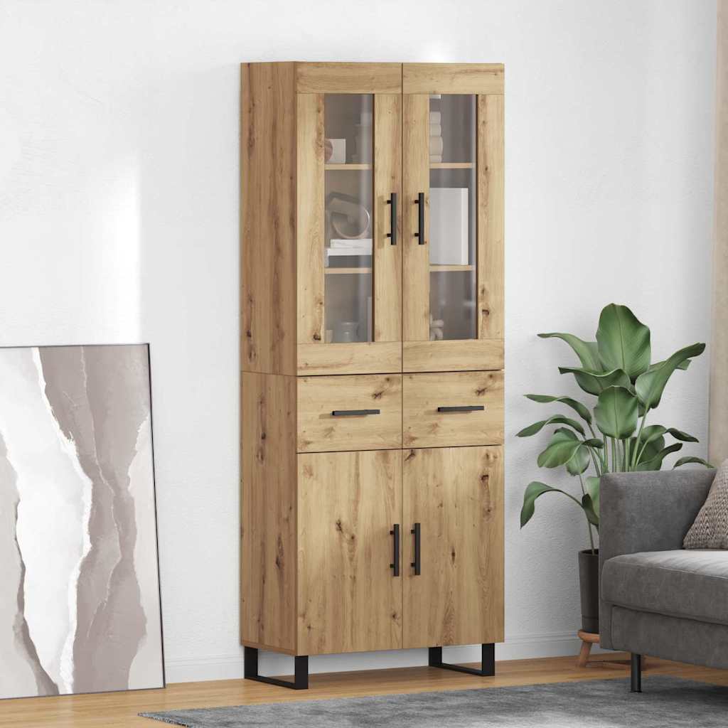 Hoge kast met lade 2 pcs Artisan Eiken Geengineerd Hout en Glas is nu te koop bij PeponiXL, paradijselijk wonen!