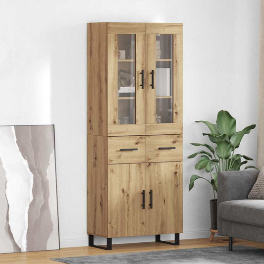 Hoge kast met lade 2 pcs Artisan Eiken Geengineerd Hout en Glas is nu te koop bij PeponiXL, paradijselijk wonen!