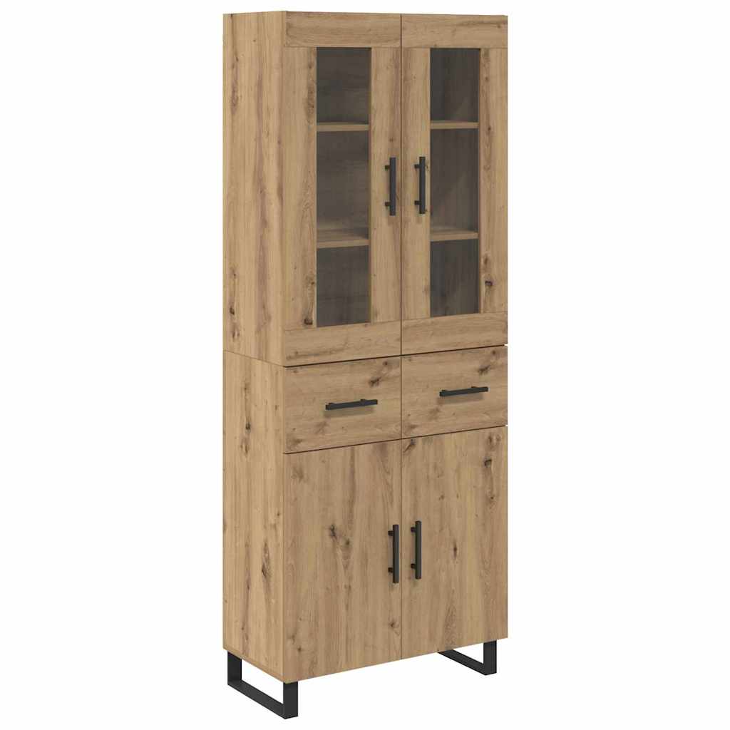 Hoge kast met lade 2 pcs Artisan Eiken Geengineerd Hout en Glas is nu te koop bij PeponiXL, paradijselijk wonen!