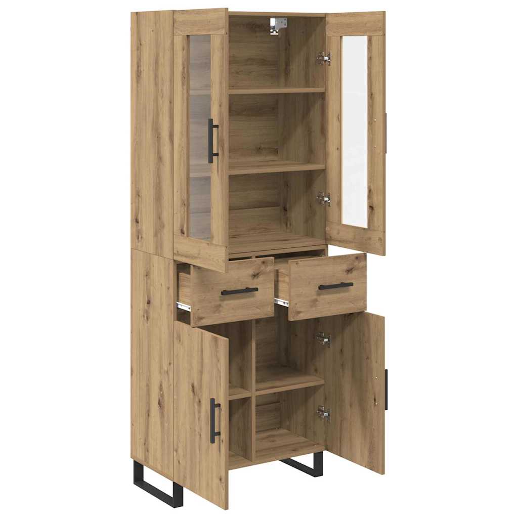 Hoge kast met lade 2 pcs Artisan Eiken Geengineerd Hout en Glas is nu te koop bij PeponiXL, paradijselijk wonen!