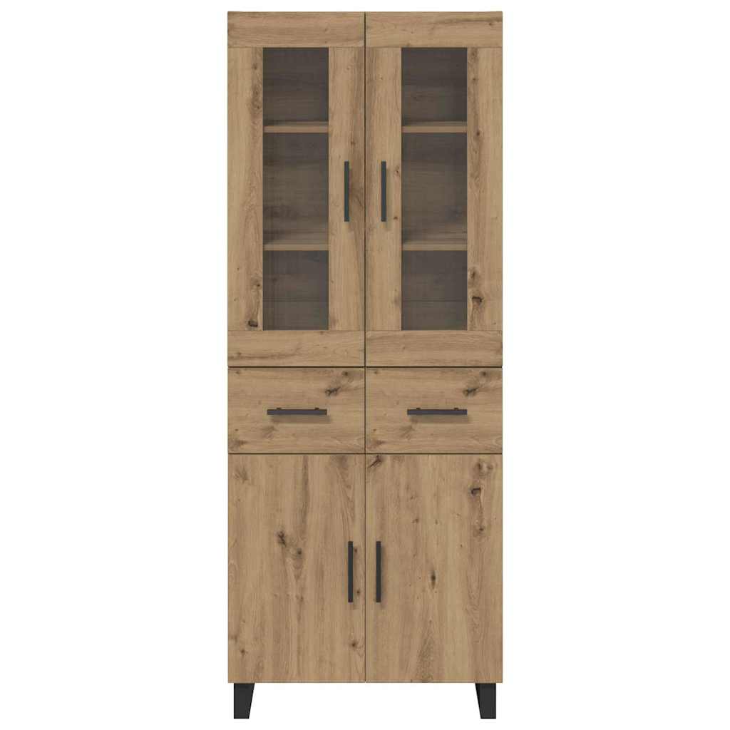Hoge kast met lade 2 pcs Artisan Eiken Geengineerd Hout en Glas is nu te koop bij PeponiXL, paradijselijk wonen!