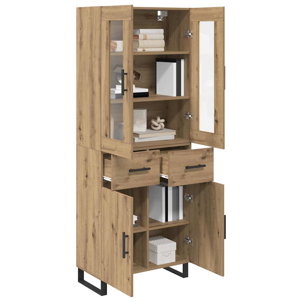 Hoge kast met lade 2 pcs Artisan Eiken Geengineerd Hout en Glas is nu te koop bij PeponiXL, paradijselijk wonen!