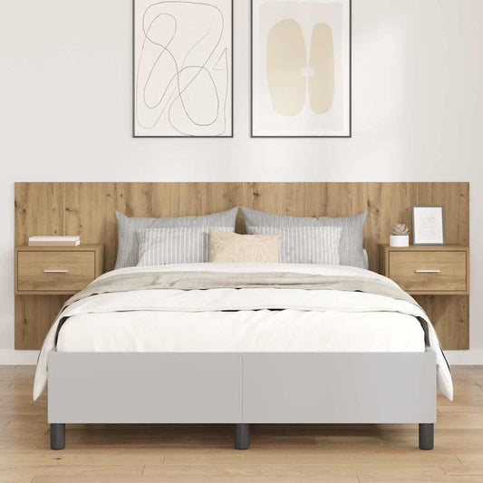 Hoofdbord Met Kast met lade 3 pcs Artisan Eiken Bewerkt hout is nu te koop bij PeponiXL, paradijselijk wonen!