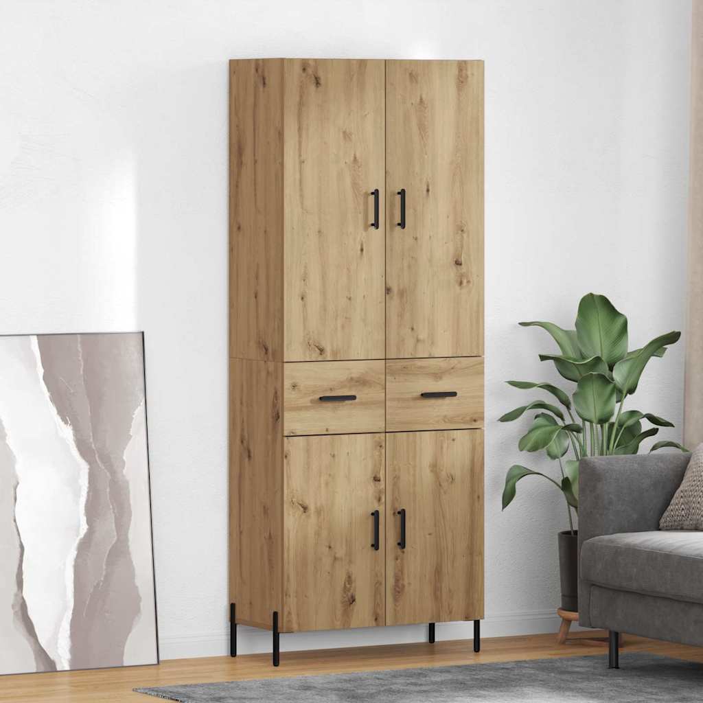 Highboard Artisan Eiken 69,5 x 34 x 180 cm Bewerkt hout is nu te koop bij PeponiXL, paradijselijk wonen!