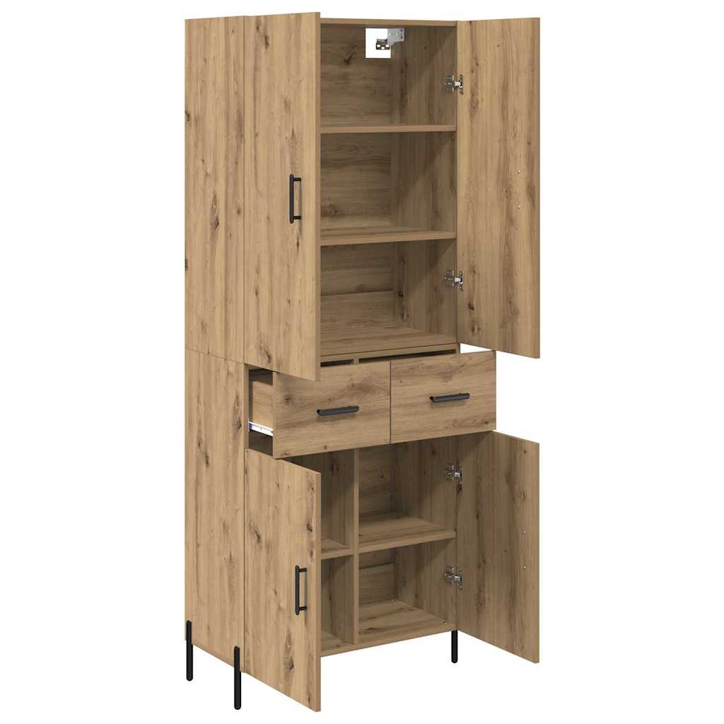 Highboard Artisan Eiken 69,5 x 34 x 180 cm Bewerkt hout is nu te koop bij PeponiXL, paradijselijk wonen!