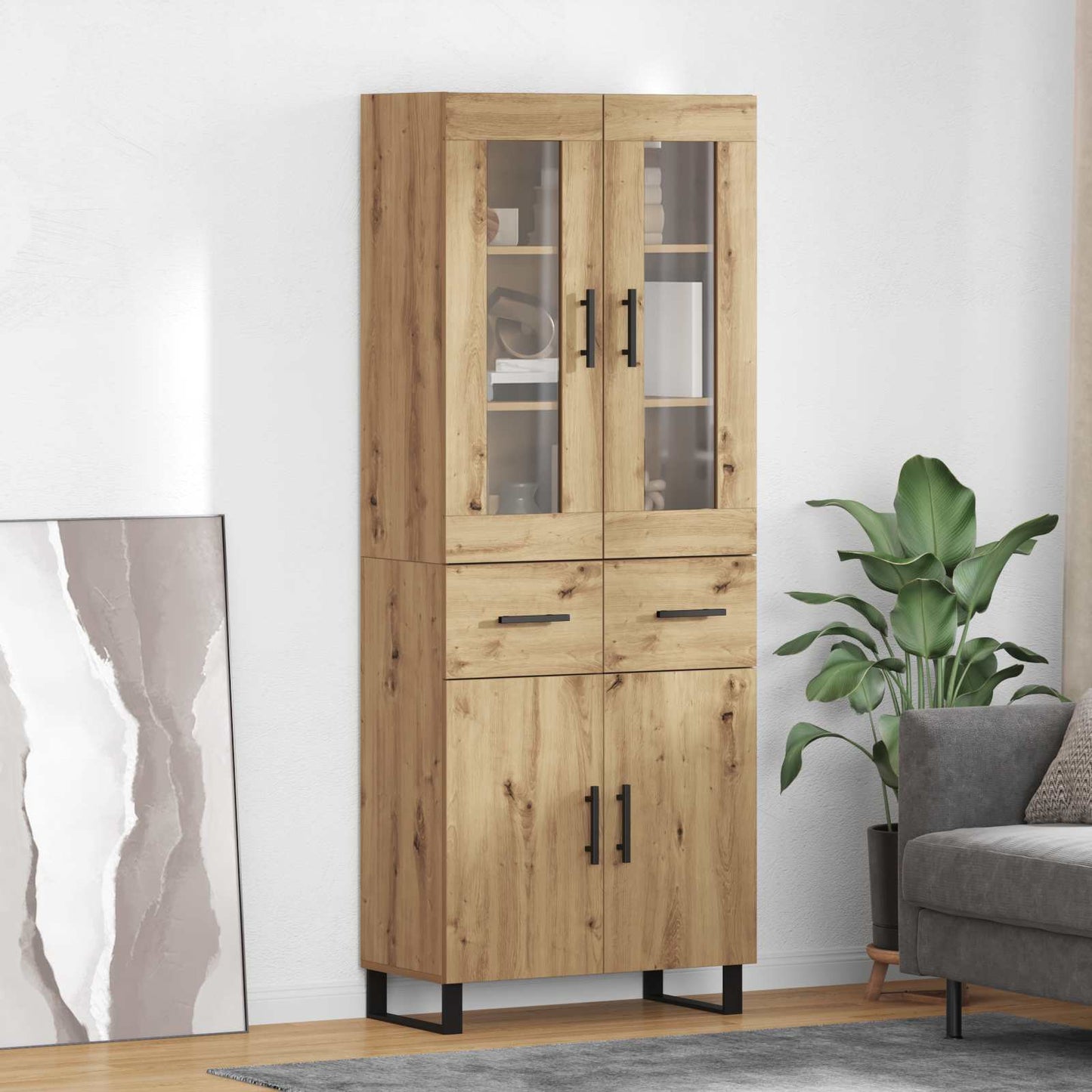 Hoge kast 2 pcs Artisan Eiken Bewerkt hout is nu te koop bij PeponiXL, paradijselijk wonen!
