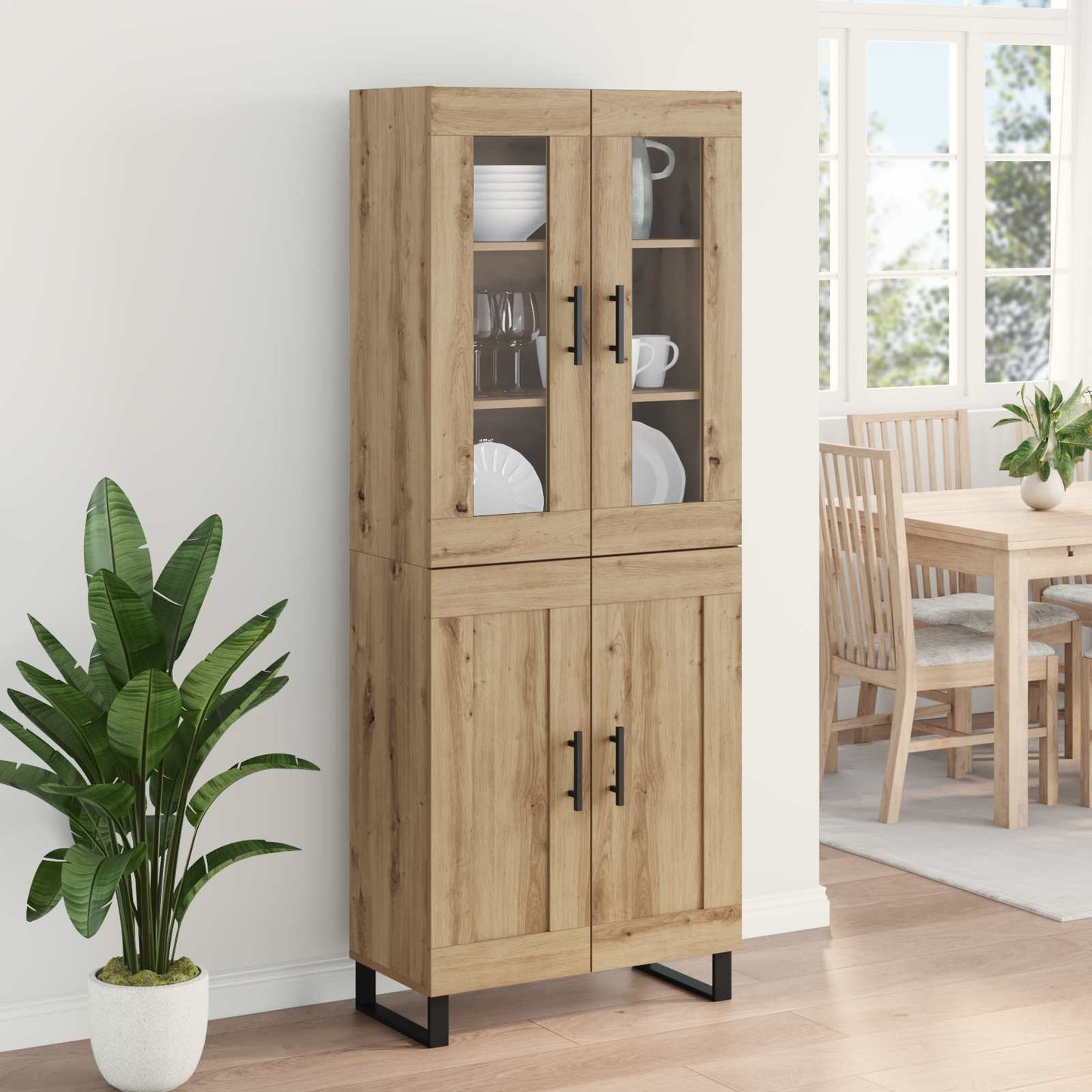 Hoge kast 2 pcs Artisan Eiken Bewerkt hout is nu te koop bij PeponiXL, paradijselijk wonen!
