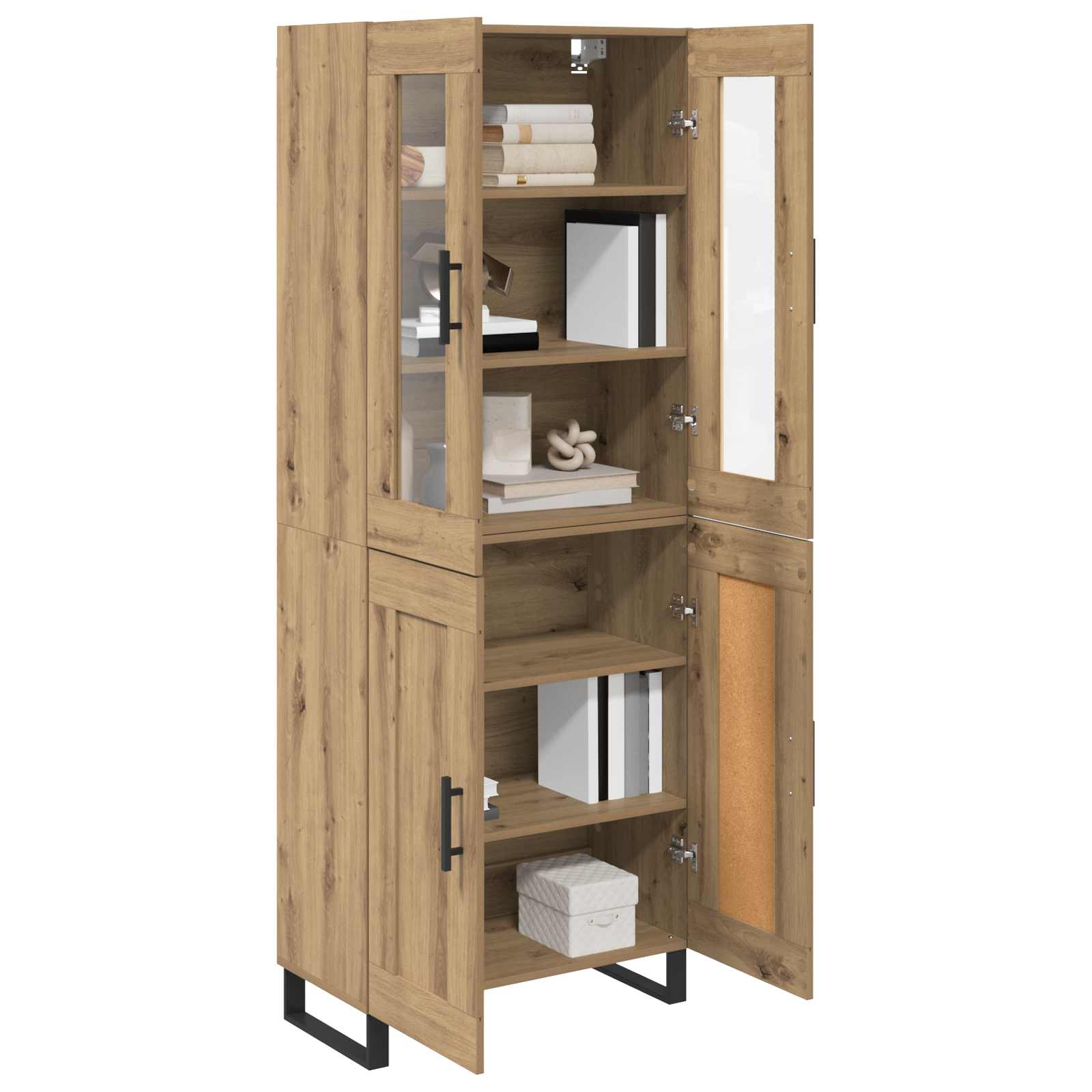 Hoge kast 2 pcs Artisan Eiken Bewerkt hout is nu te koop bij PeponiXL, paradijselijk wonen!