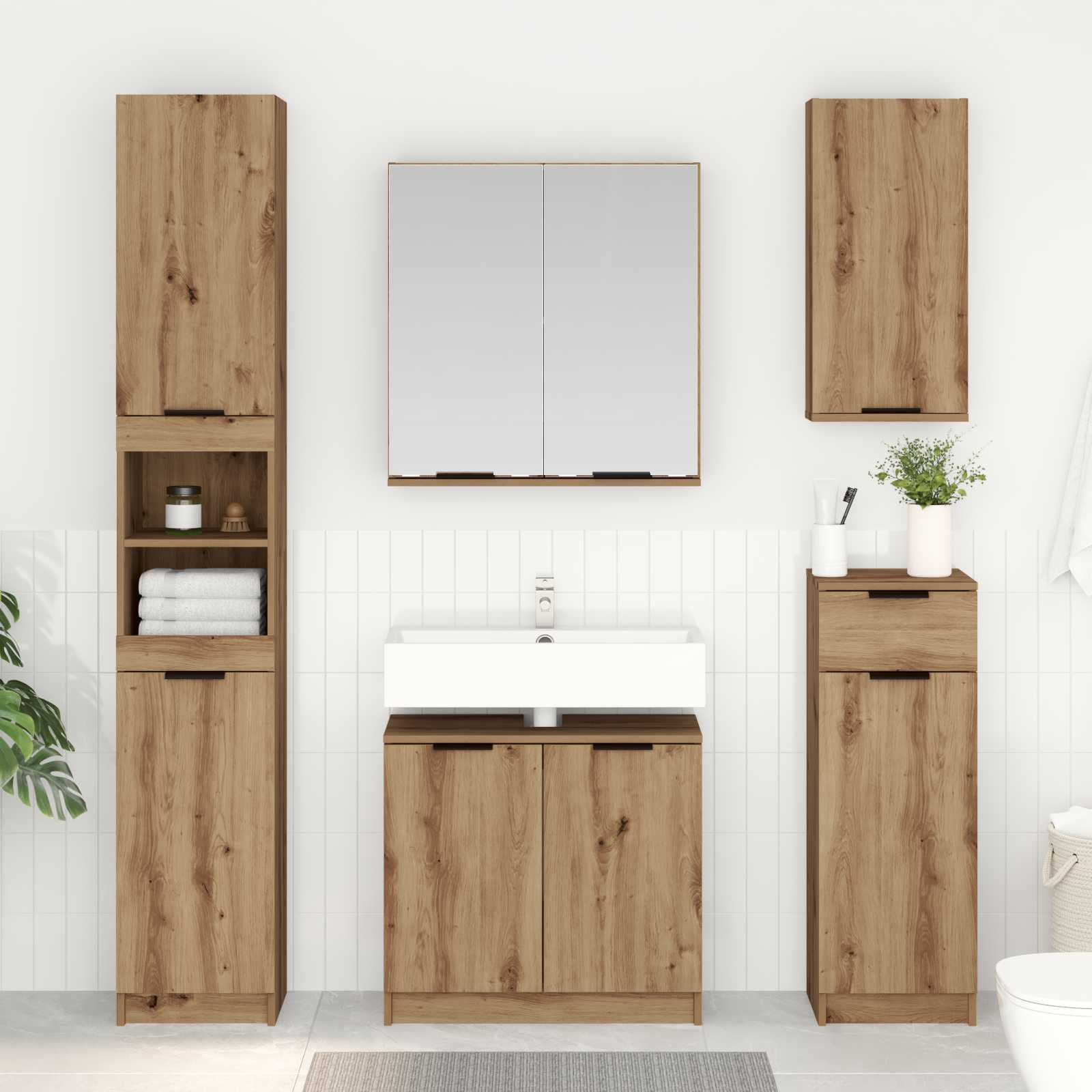 Badkamermeubelset 3 st Artisan Eiken 64,5 x 33,5 x 59 cm is nu te koop bij PeponiXL, paradijselijk wonen!