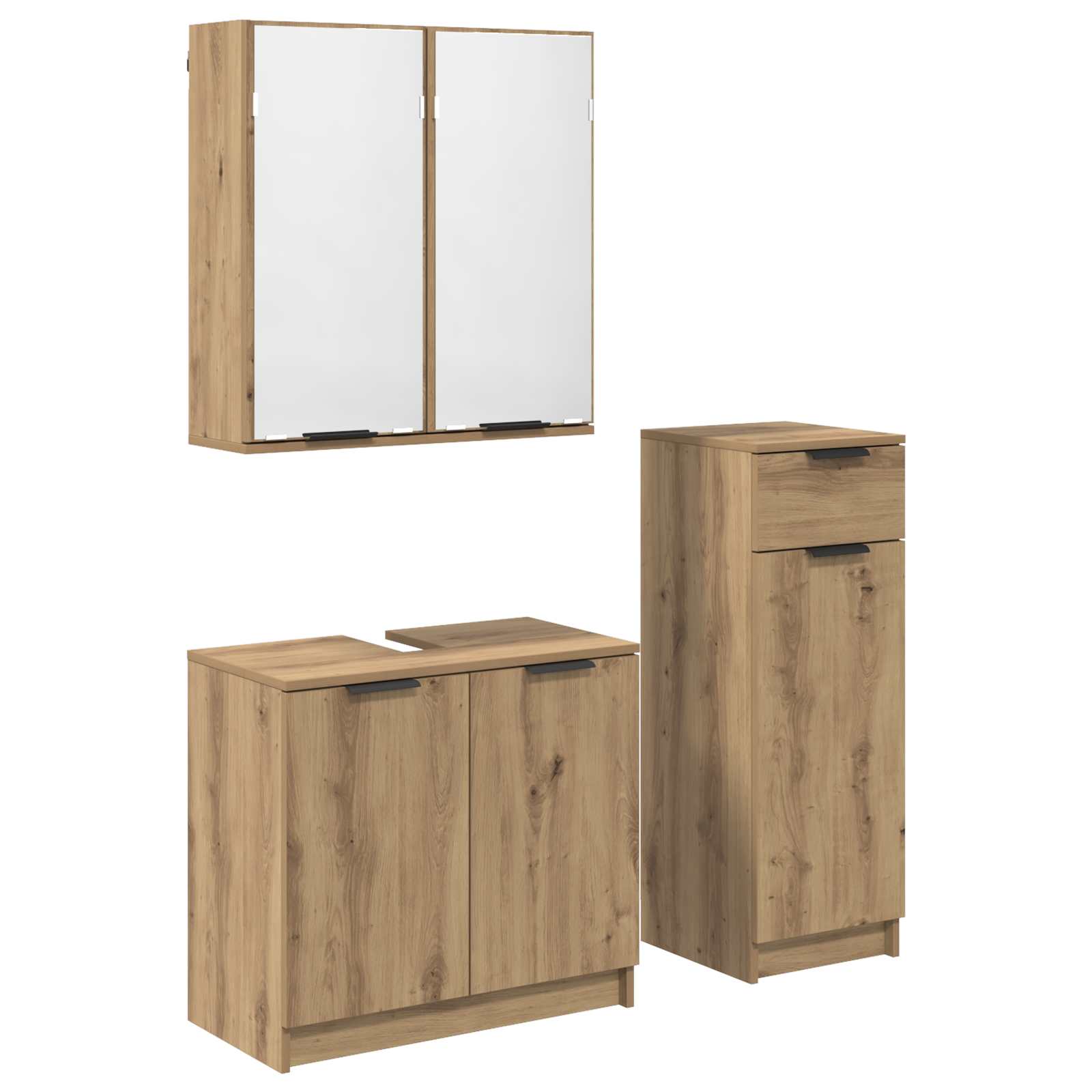 Badkamermeubelset 3 st Artisan Eiken 64,5 x 33,5 x 59 cm is nu te koop bij PeponiXL, paradijselijk wonen!