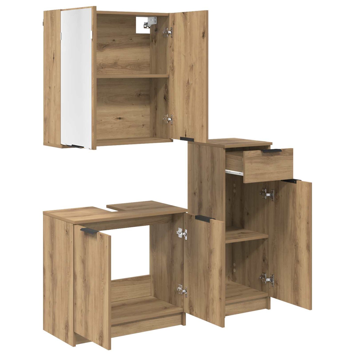 Badkamermeubelset 3 st Artisan Eiken 64,5 x 33,5 x 59 cm is nu te koop bij PeponiXL, paradijselijk wonen!