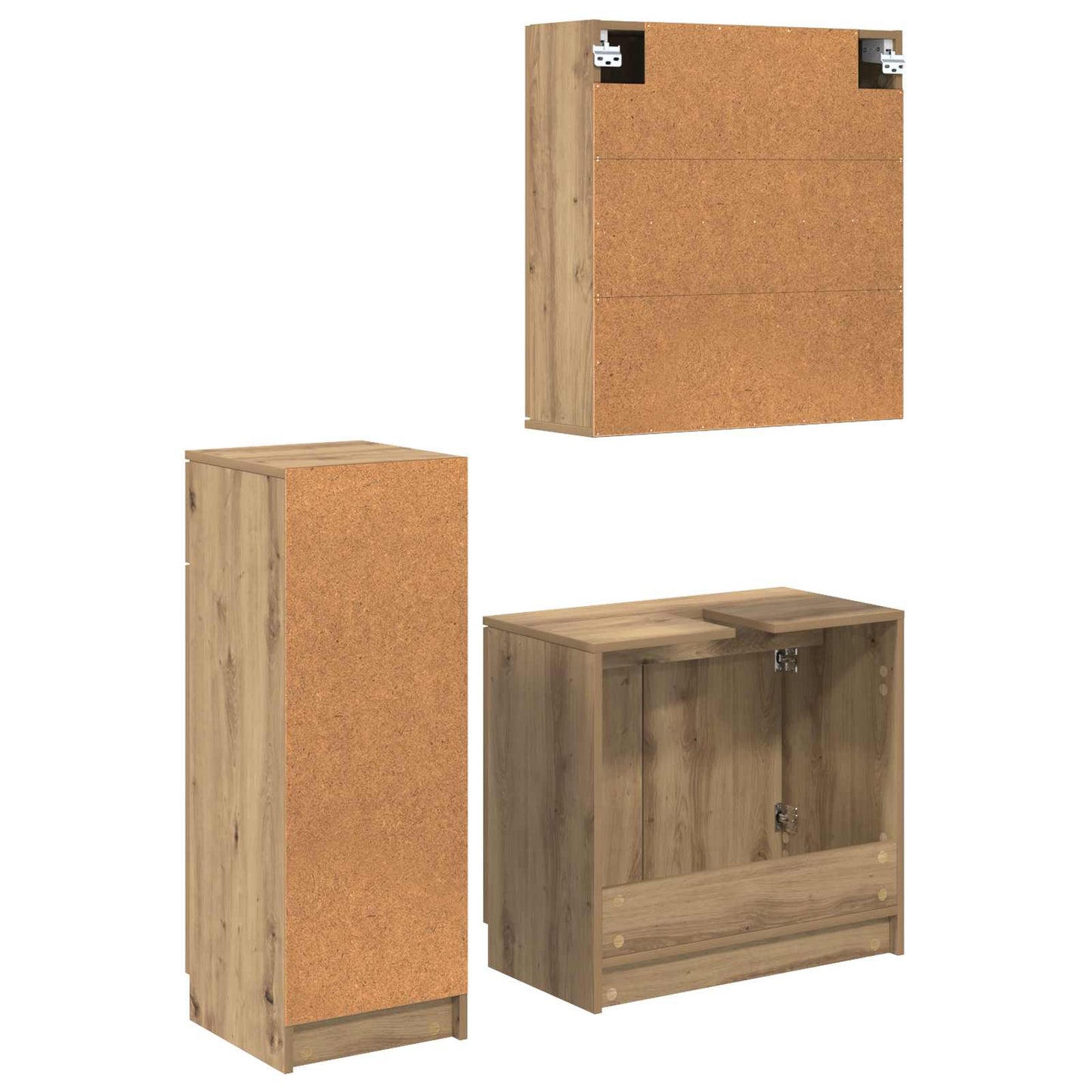 Badkamermeubelset 3 st Artisan Eiken 64,5 x 33,5 x 59 cm is nu te koop bij PeponiXL, paradijselijk wonen!