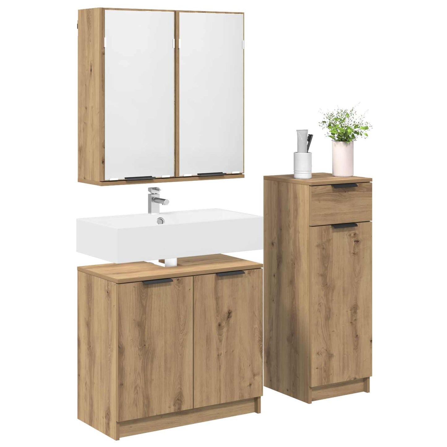 Badkamermeubelset 3 st Artisan Eiken 64,5 x 33,5 x 59 cm is nu te koop bij PeponiXL, paradijselijk wonen!