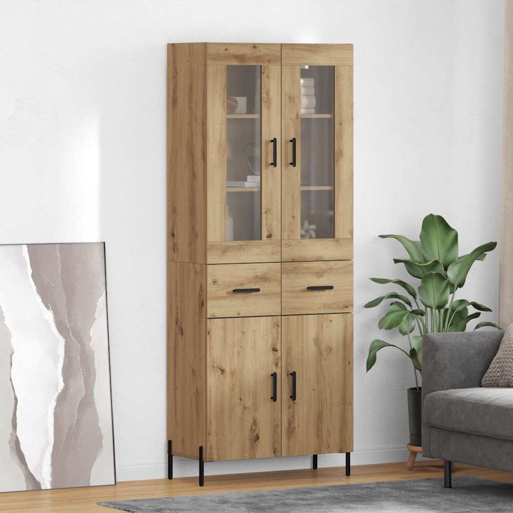 Highboard Artisan Eiken 69,5 x 34 x 180 cm Bewerkt hout is nu te koop bij PeponiXL, paradijselijk wonen!