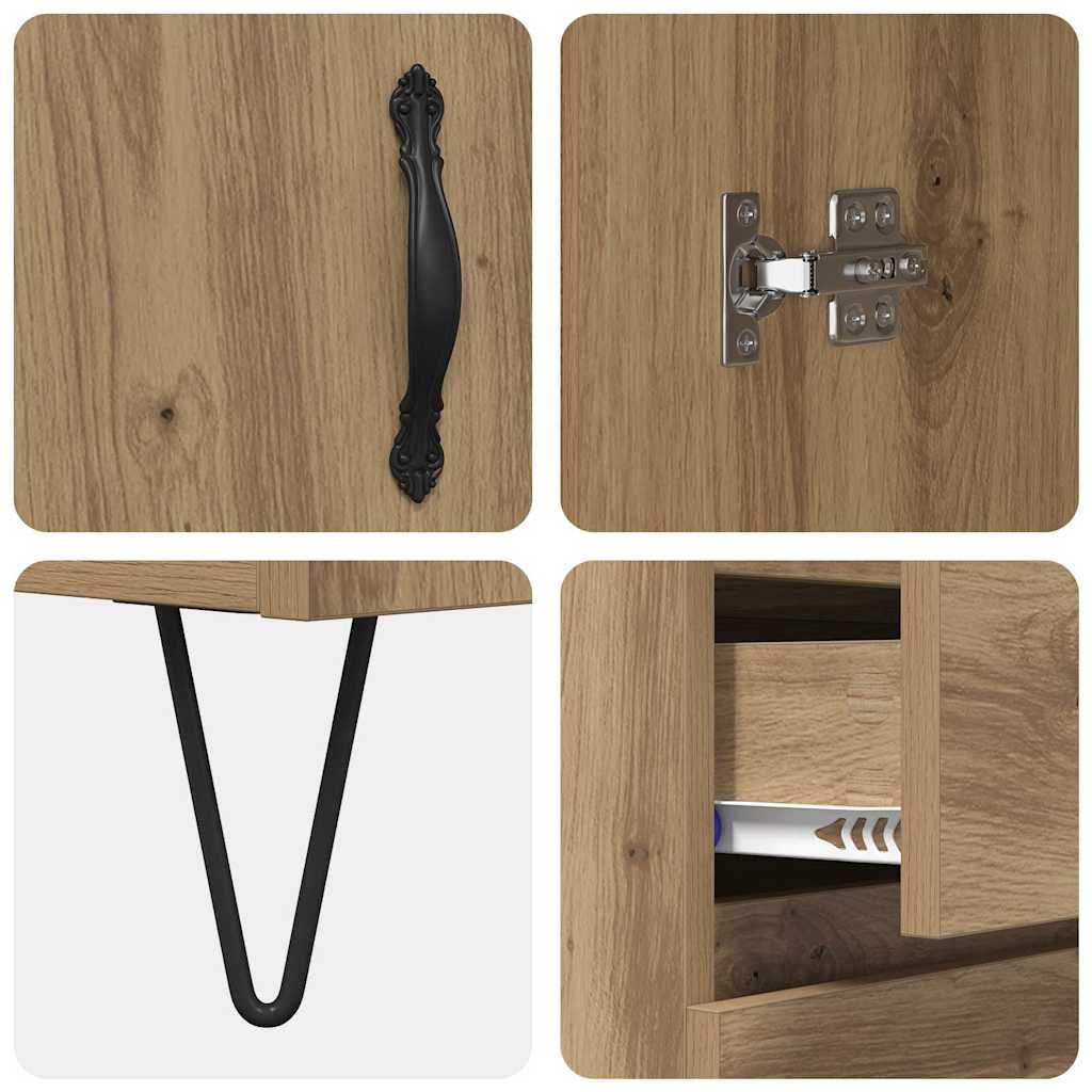 Hoge kast met lade 2 pcs Artisan Eiken Bewerkt hout is nu te koop bij PeponiXL, paradijselijk wonen!