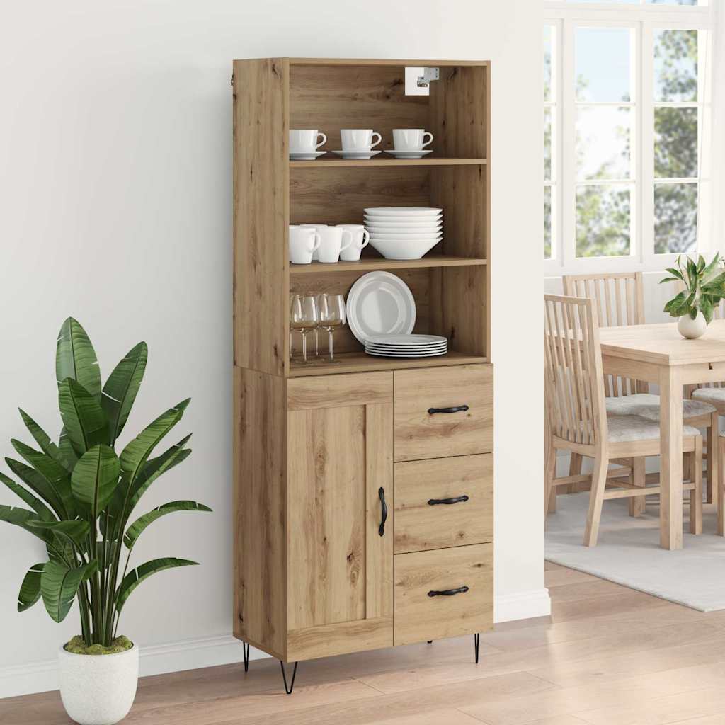 Hoge kast met lade 2 pcs Artisan Eiken Bewerkt hout is nu te koop bij PeponiXL, paradijselijk wonen!
