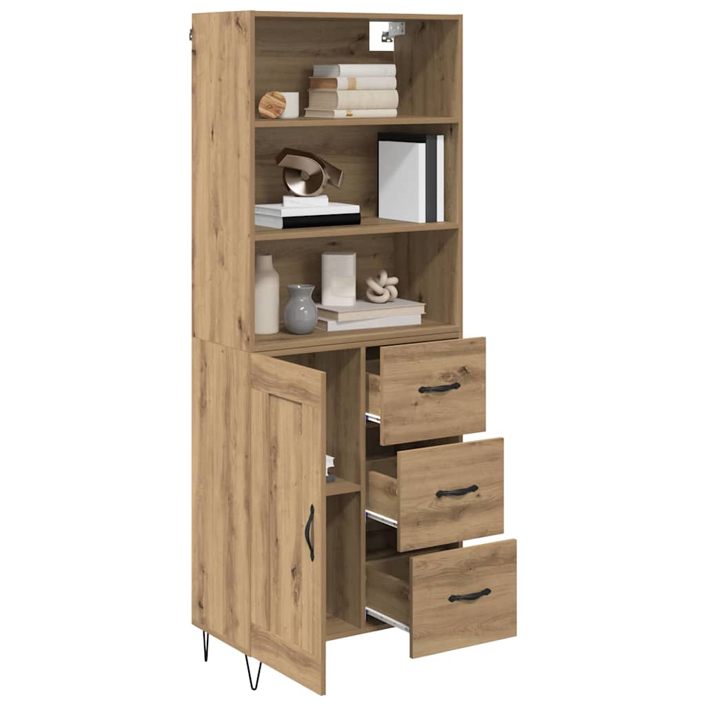 Hoge kast met lade 2 pcs Artisan Eiken Bewerkt hout is nu te koop bij PeponiXL, paradijselijk wonen!