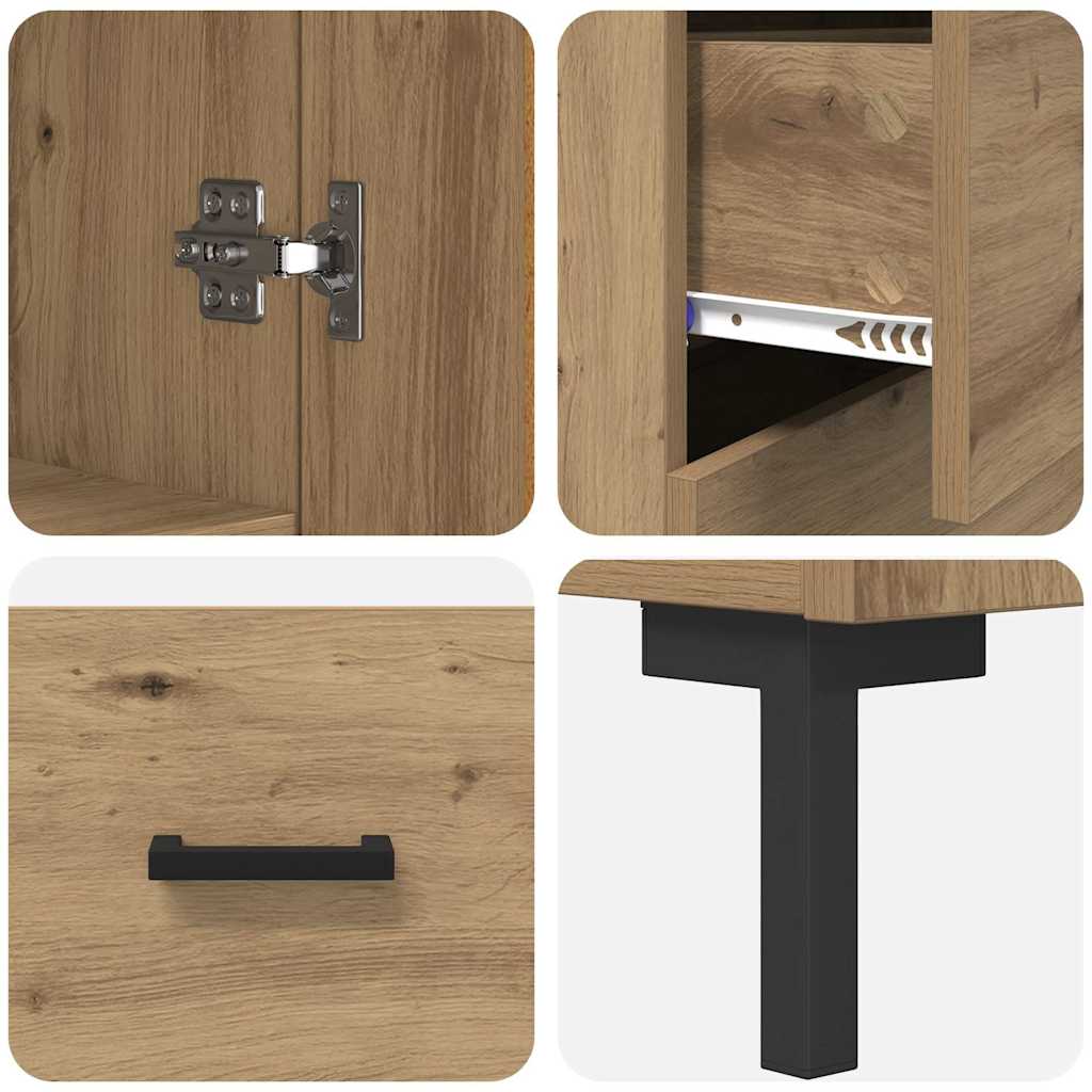 Hoge kast met lade 2 pcs Artisan Eiken Bewerkt hout is nu te koop bij PeponiXL, paradijselijk wonen!