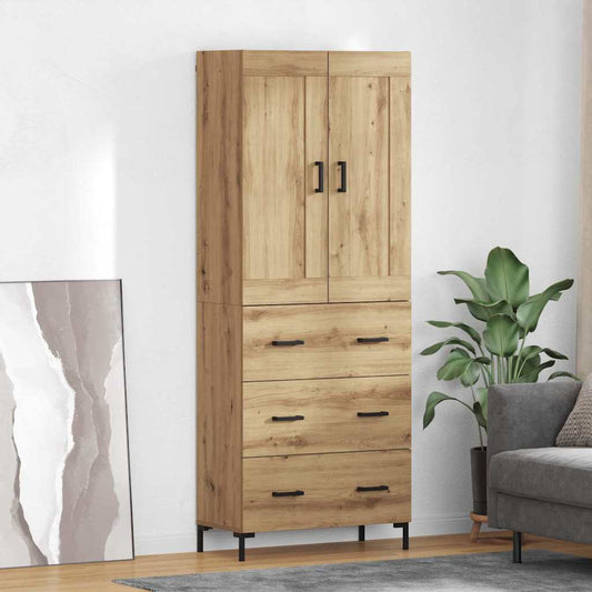 Hoge kast met lade 2 pcs Artisan Eiken Bewerkt hout is nu te koop bij PeponiXL, paradijselijk wonen!