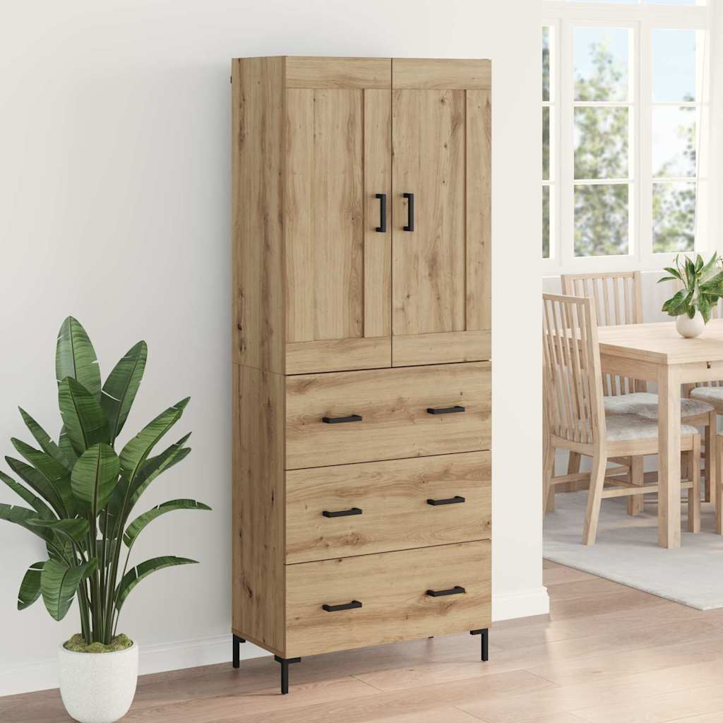 Hoge kast met lade 2 pcs Artisan Eiken Bewerkt hout is nu te koop bij PeponiXL, paradijselijk wonen!