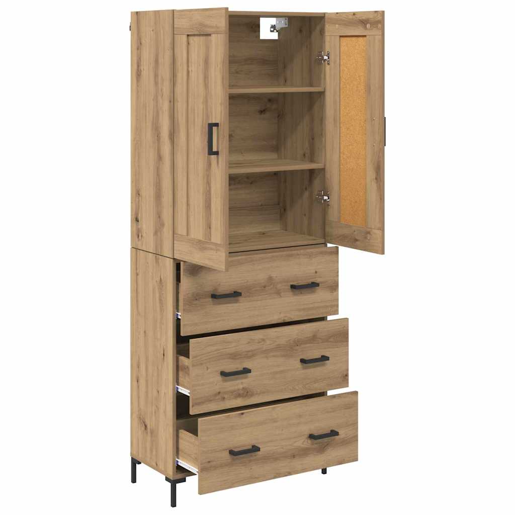 Hoge kast met lade 2 pcs Artisan Eiken Bewerkt hout is nu te koop bij PeponiXL, paradijselijk wonen!
