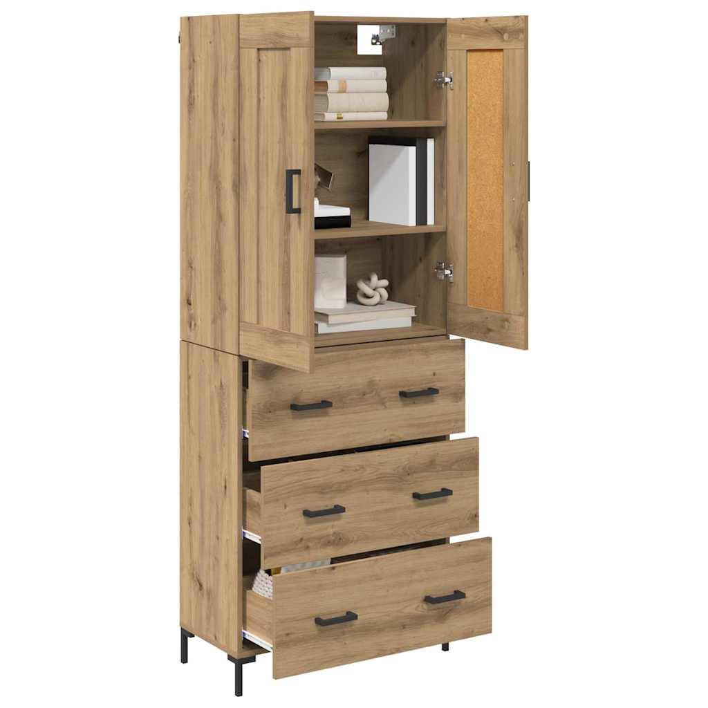 Hoge kast met lade 2 pcs Artisan Eiken Bewerkt hout is nu te koop bij PeponiXL, paradijselijk wonen!