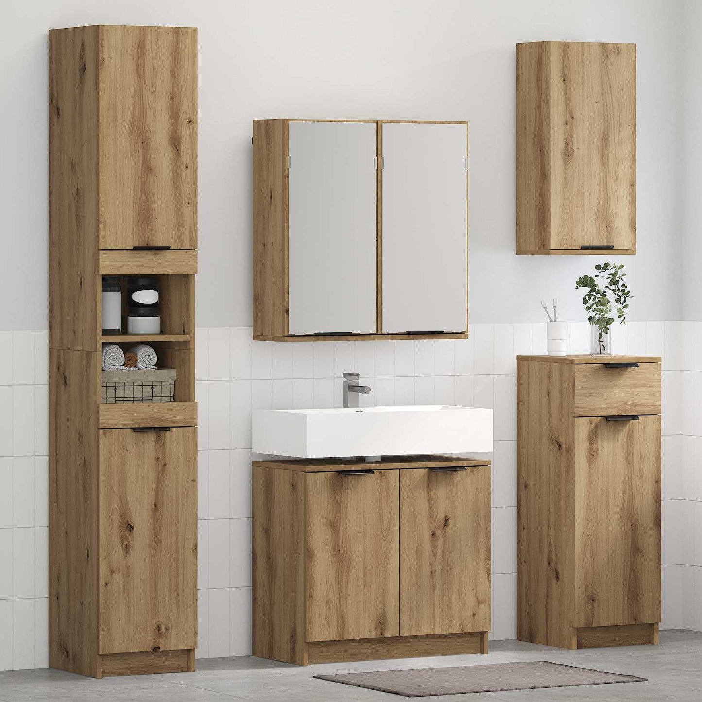 Badkamermeubelset 5 st Artisan Eiken 64,5 x 33,5 x 59 cm is nu te koop bij PeponiXL, paradijselijk wonen!