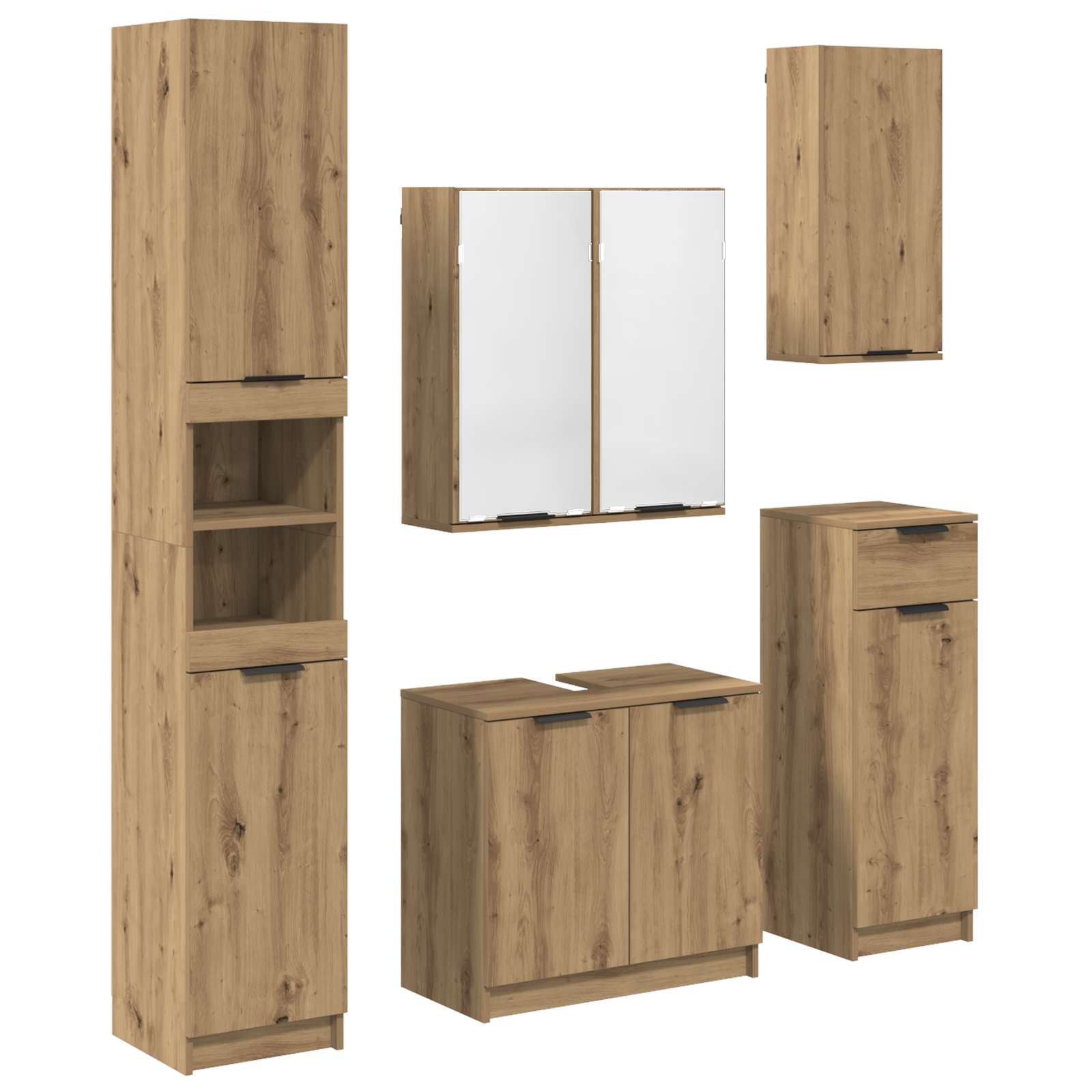 Badkamermeubelset 5 st Artisan Eiken 64,5 x 33,5 x 59 cm is nu te koop bij PeponiXL, paradijselijk wonen!