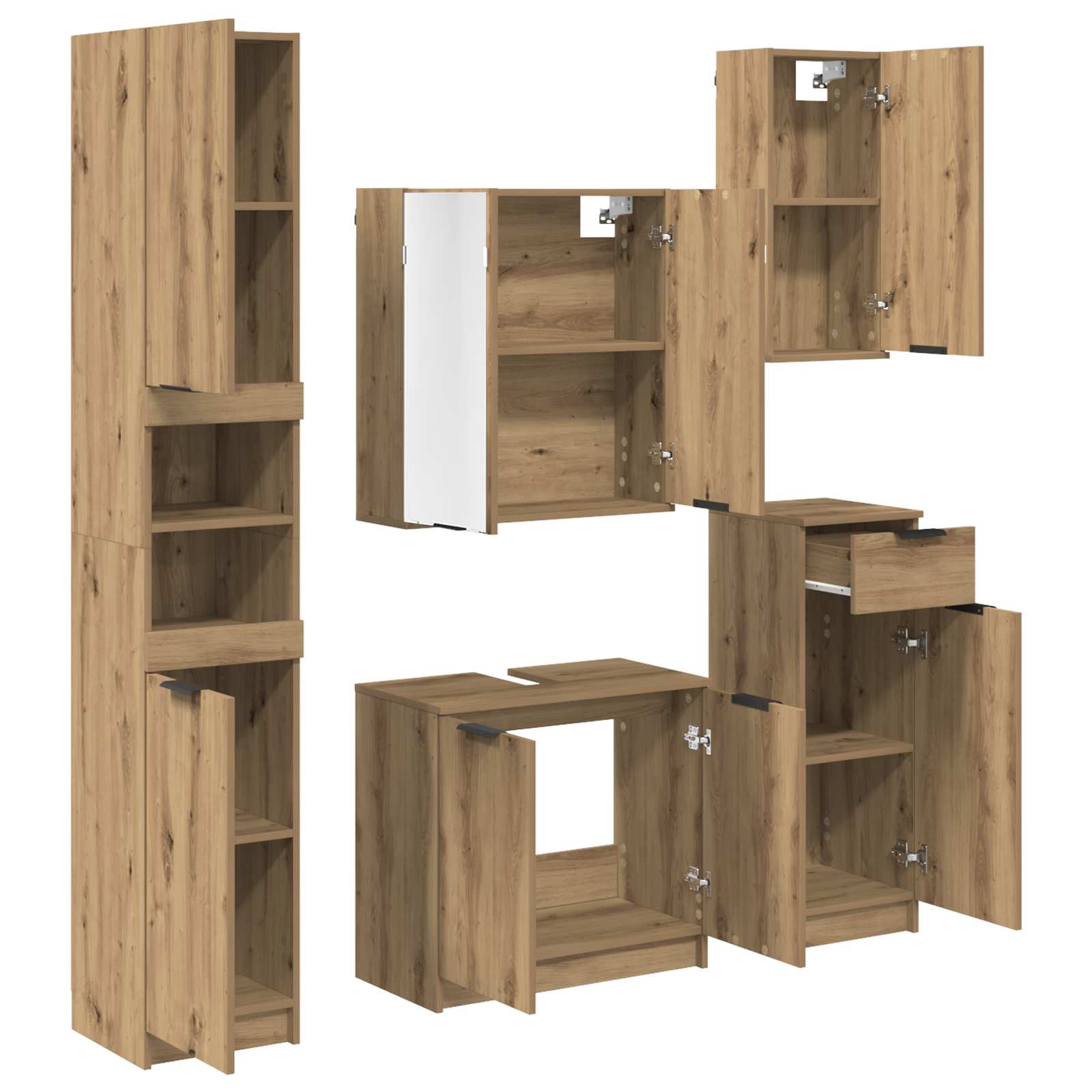 Badkamermeubelset 5 st Artisan Eiken 64,5 x 33,5 x 59 cm is nu te koop bij PeponiXL, paradijselijk wonen!