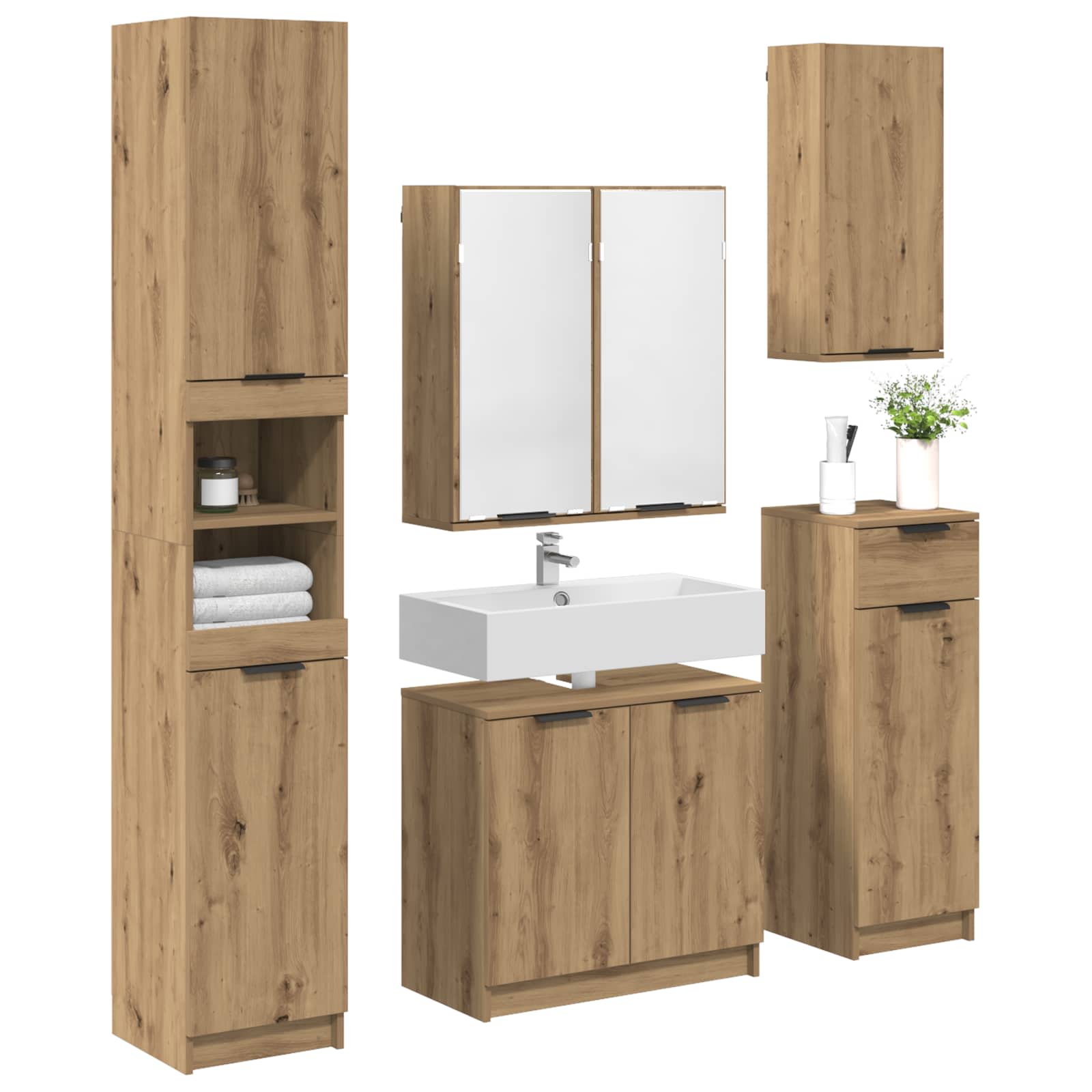 Badkamermeubelset 5 st Artisan Eiken 64,5 x 33,5 x 59 cm is nu te koop bij PeponiXL, paradijselijk wonen!