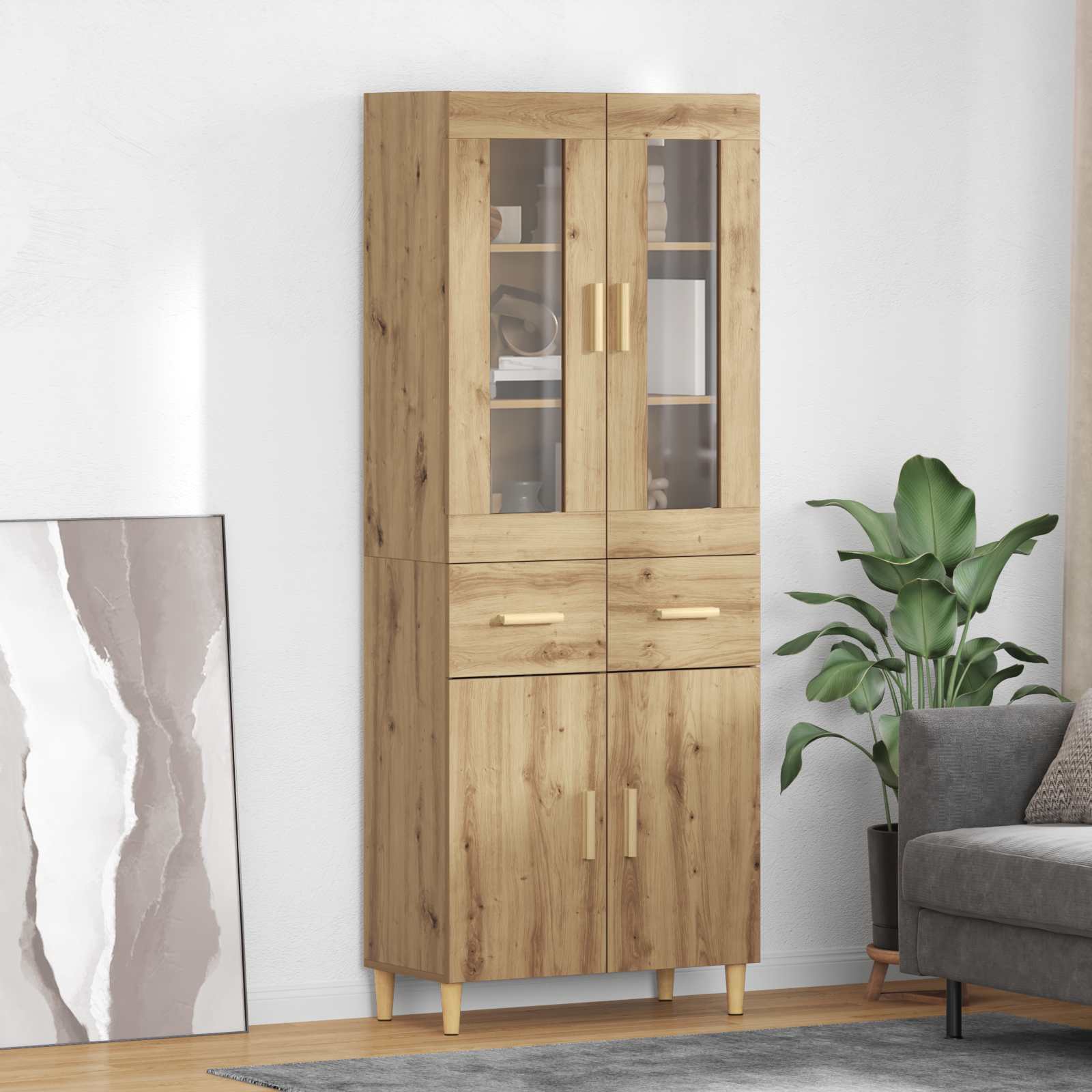 Hoge kast Artisan Eiken 69,5 x 34 x 180 cm Bewerkt hout is nu te koop bij PeponiXL, paradijselijk wonen!