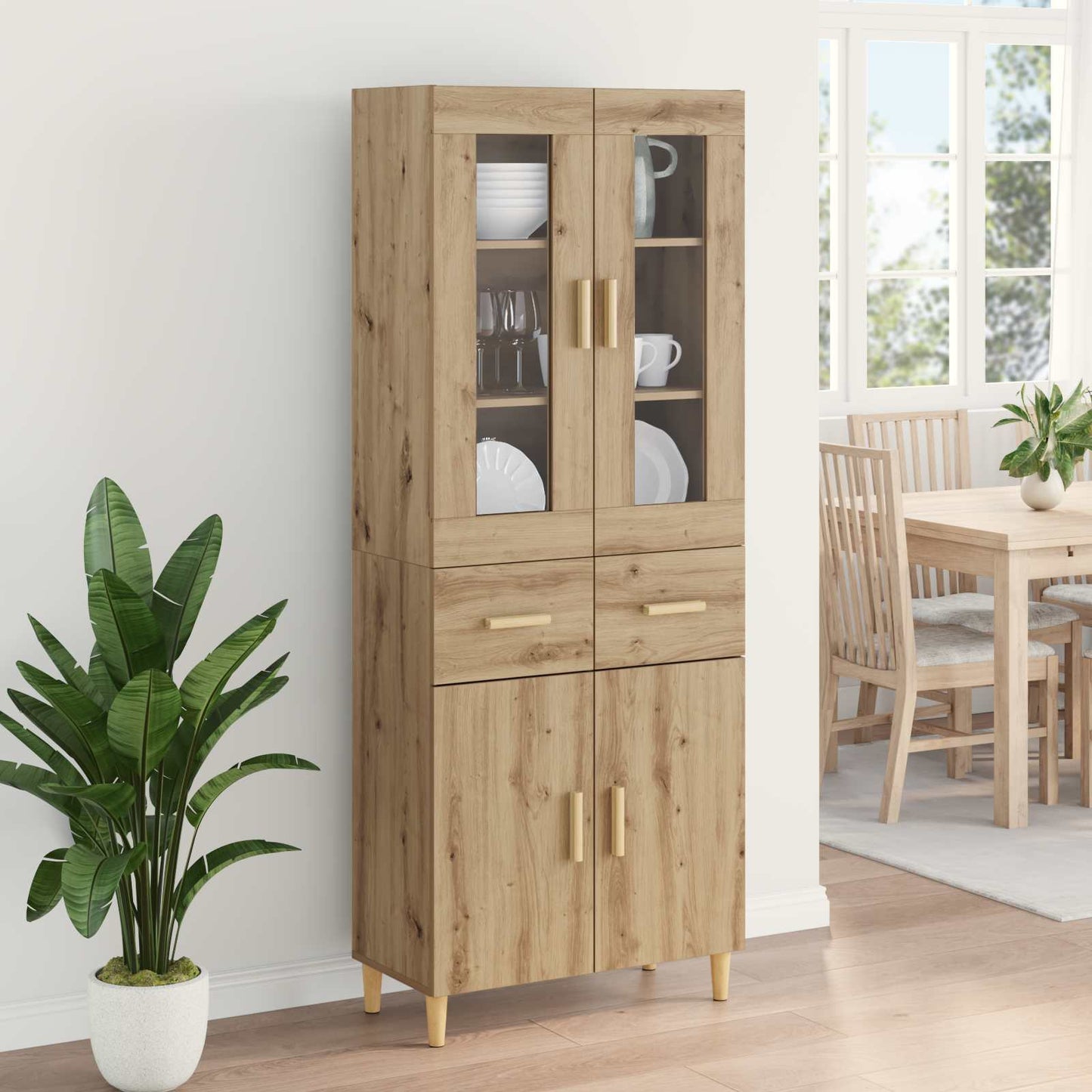 Hoge kast Artisan Eiken 69,5 x 34 x 180 cm Bewerkt hout is nu te koop bij PeponiXL, paradijselijk wonen!
