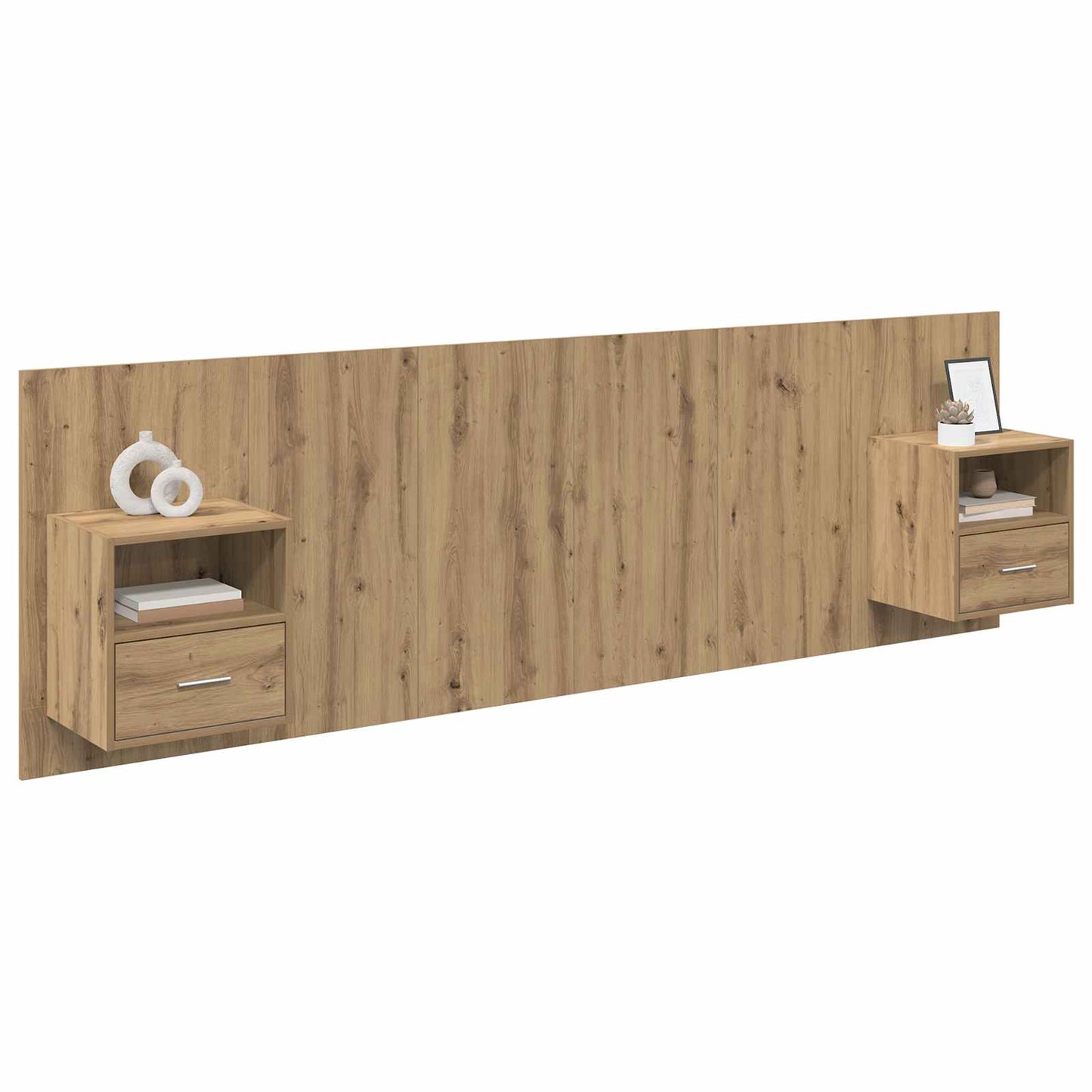 Hoofdbord Met Kast met lade 3 pcs Artisan Eiken Bewerkt hout is nu te koop bij PeponiXL, paradijselijk wonen!