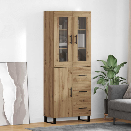 Hoge kast met lade 2 pcs Artisan Eiken Bewerkt hout is nu te koop bij PeponiXL, paradijselijk wonen!