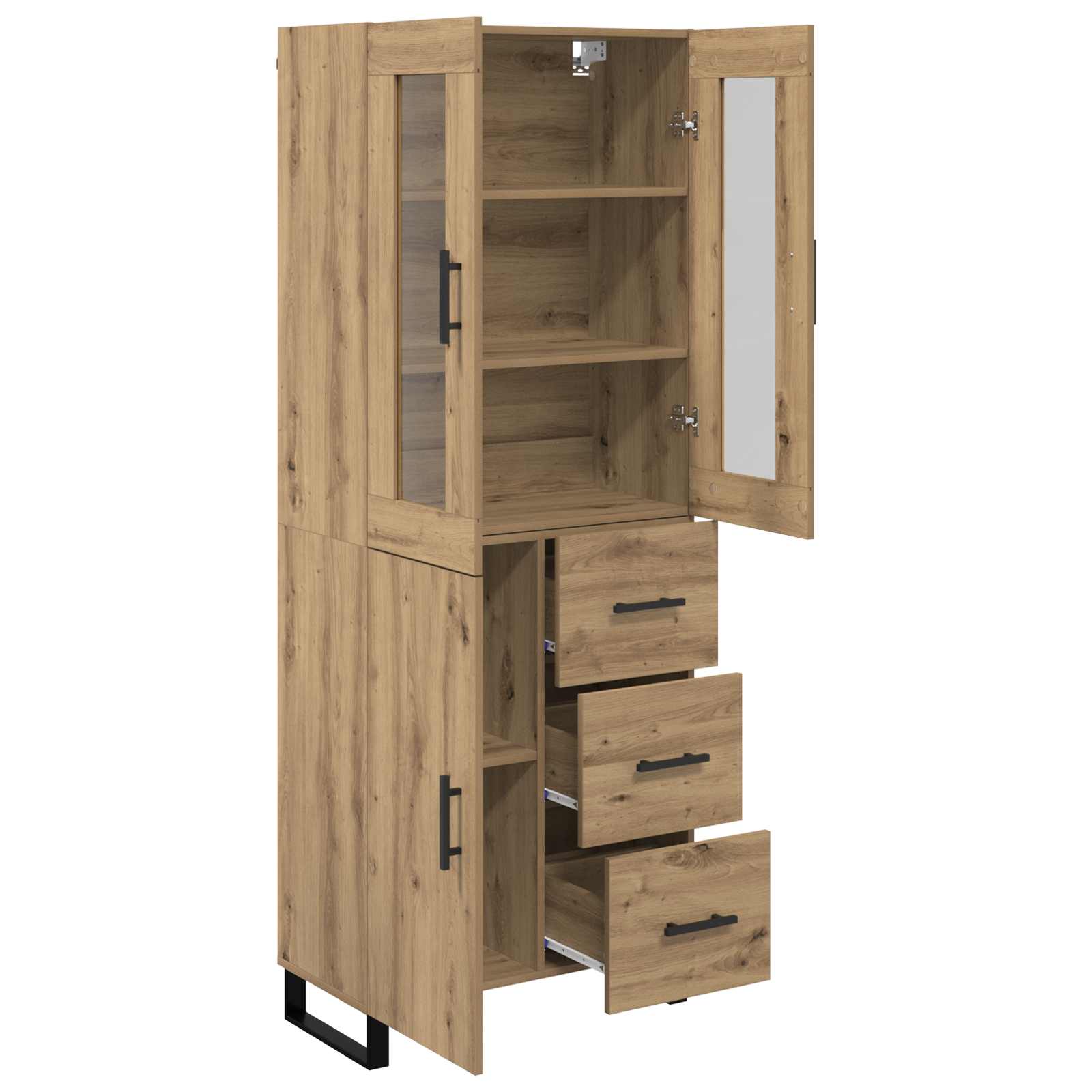 Hoge kast met lade 2 pcs Artisan Eiken Bewerkt hout is nu te koop bij PeponiXL, paradijselijk wonen!