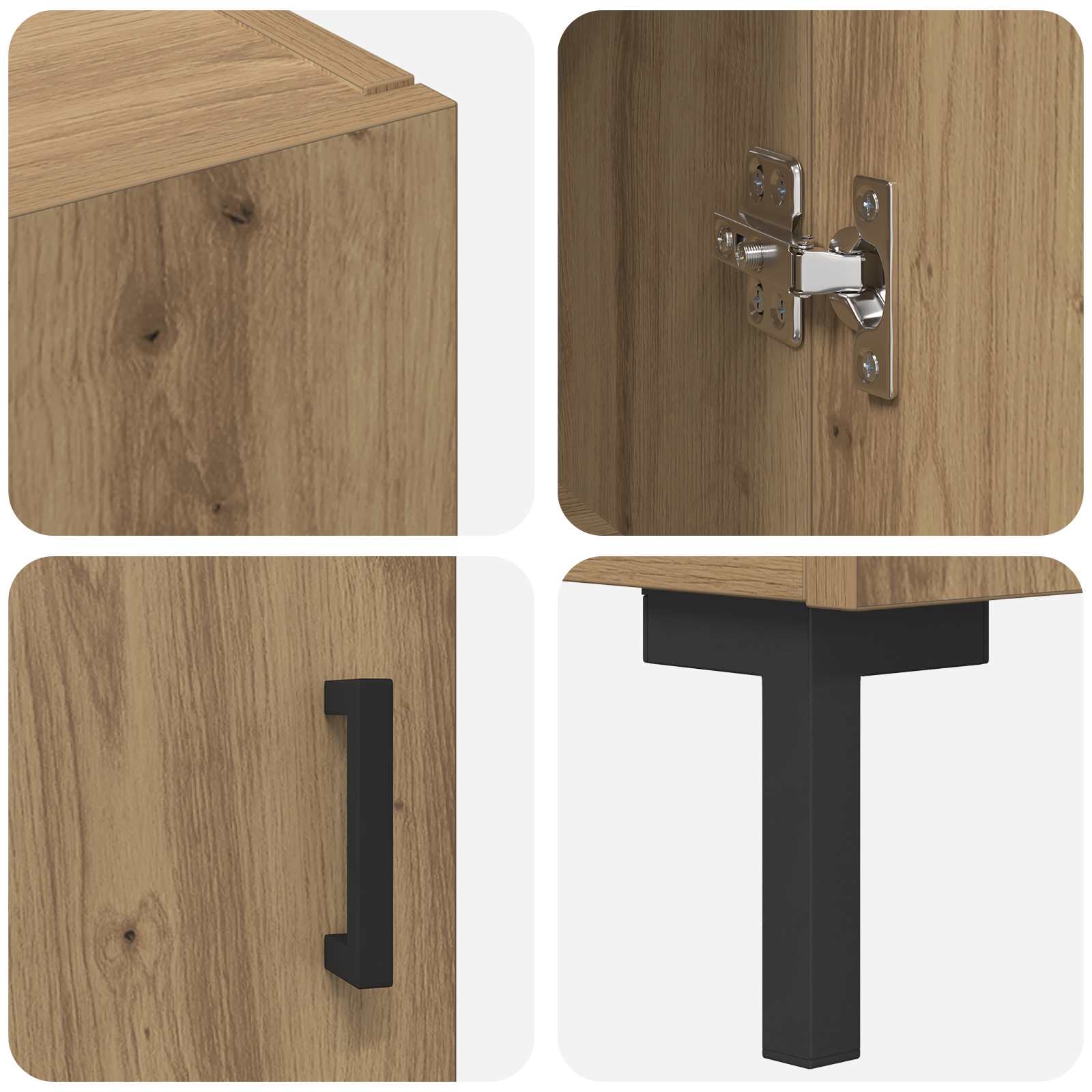 Highboard Artisan Eiken 69,5 x 34 x 180 cm Bewerkt hout is nu te koop bij PeponiXL, paradijselijk wonen!