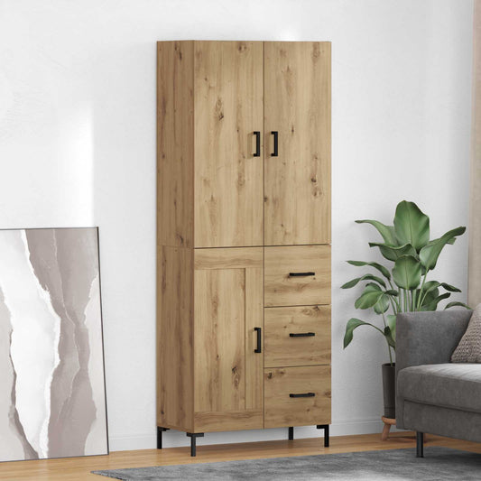 Highboard Artisan Eiken 69,5 x 34 x 180 cm Bewerkt hout is nu te koop bij PeponiXL, paradijselijk wonen!