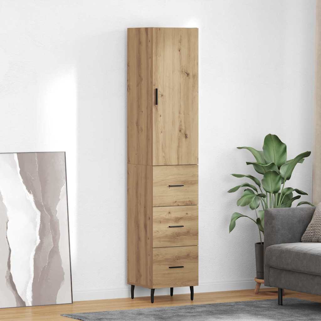 Highboard Artisan Eiken 34,5 x 34 x 180 cm Bewerkt hout is nu te koop bij PeponiXL, paradijselijk wonen!