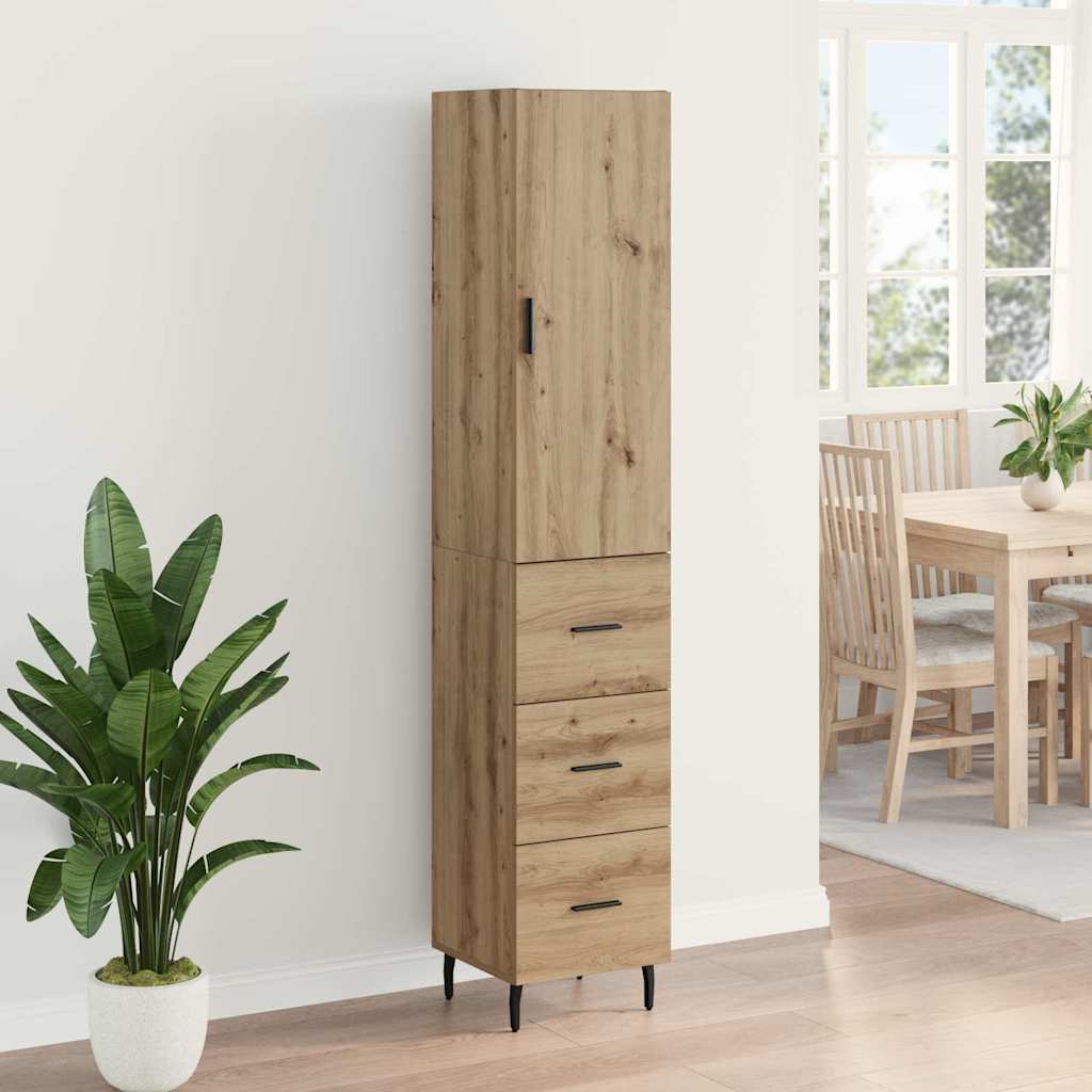 Highboard Artisan Eiken 34,5 x 34 x 180 cm Bewerkt hout is nu te koop bij PeponiXL, paradijselijk wonen!