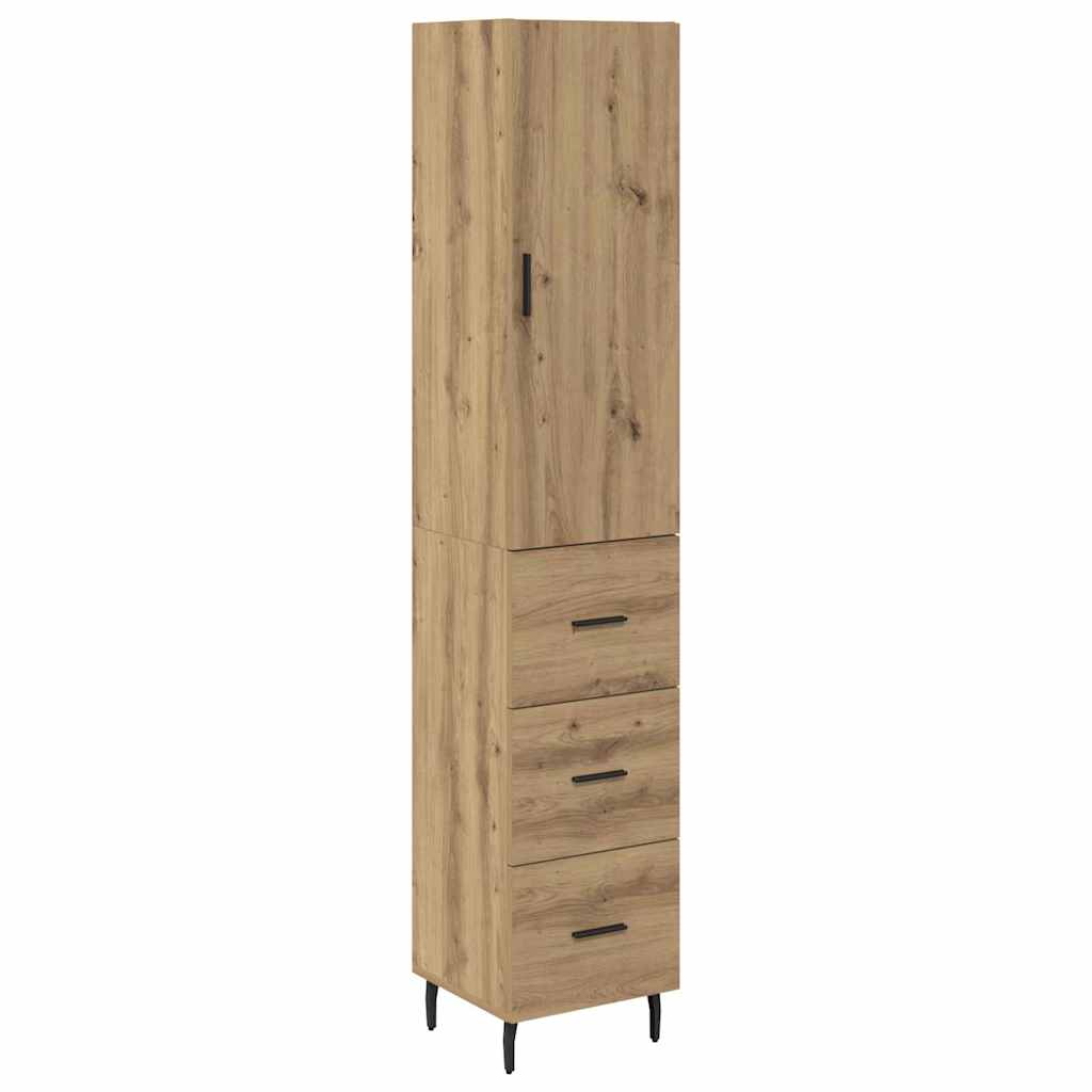 Highboard Artisan Eiken 34,5 x 34 x 180 cm Bewerkt hout is nu te koop bij PeponiXL, paradijselijk wonen!