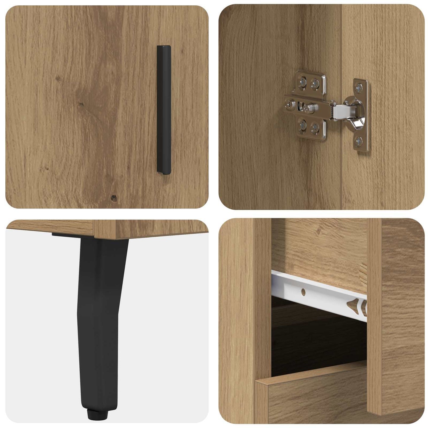 Hoge kast met lade 2 pcs Artisan Eiken Bewerkt hout is nu te koop bij PeponiXL, paradijselijk wonen!