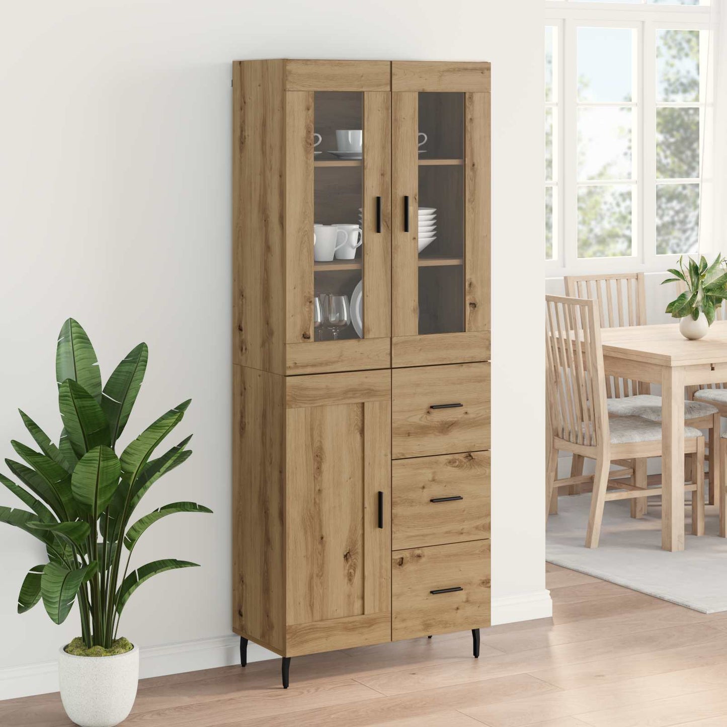 Hoge kast met lade 2 pcs Artisan Eiken Bewerkt hout is nu te koop bij PeponiXL, paradijselijk wonen!