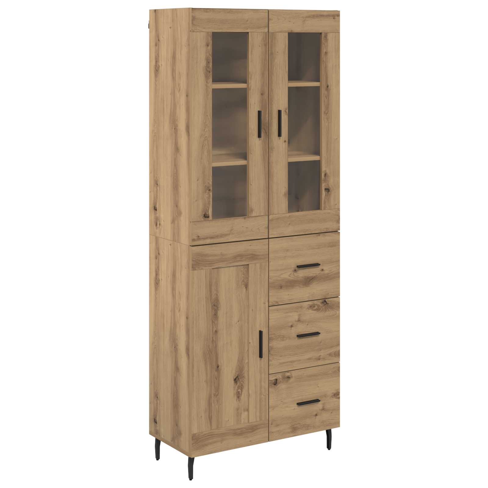 Hoge kast met lade 2 pcs Artisan Eiken Bewerkt hout is nu te koop bij PeponiXL, paradijselijk wonen!