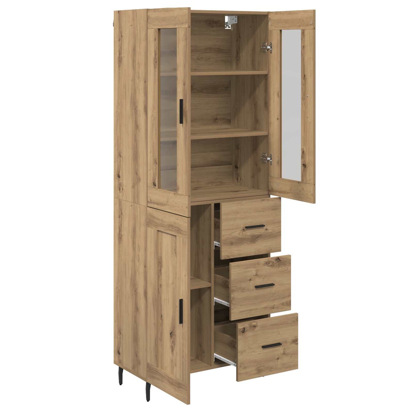 Hoge kast met lade 2 pcs Artisan Eiken Bewerkt hout is nu te koop bij PeponiXL, paradijselijk wonen!